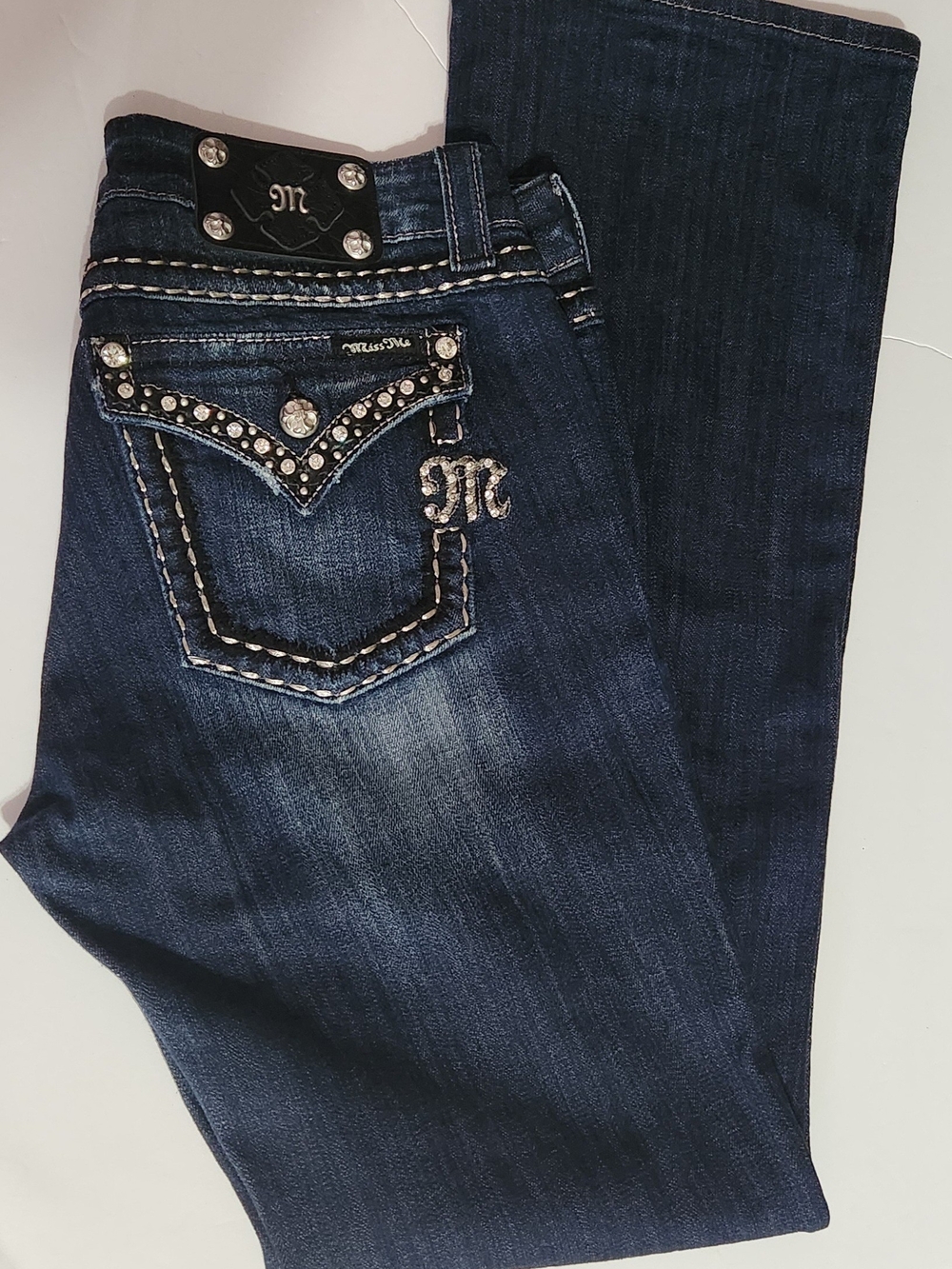 Miss Me Women's Dark Blue Embellished Pocket Jeans